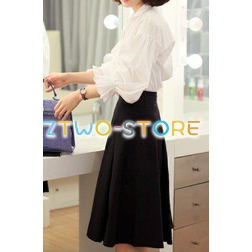 レディース ブラウス シャツ 長袖 スクエアカラー 襟付き ホワイト