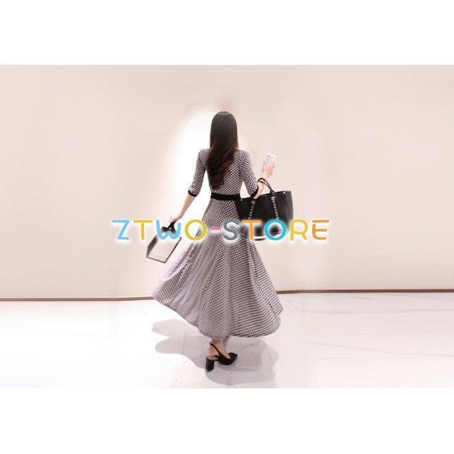 レディース Vネック ラップドレス モノトーン 五分袖 幾何学模様  