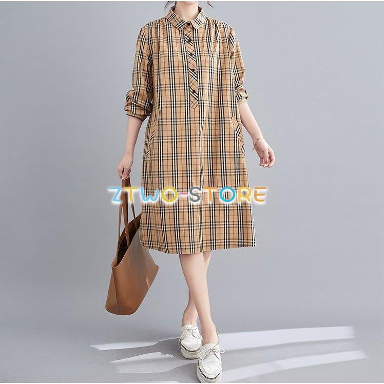 15秋冬新作 タータンチェックワンピース シャツカラーワンピースaライン 大きいサイズ 通勤 デートレディース 大人気タータンチェック柄 Oldtobaccobarn Com