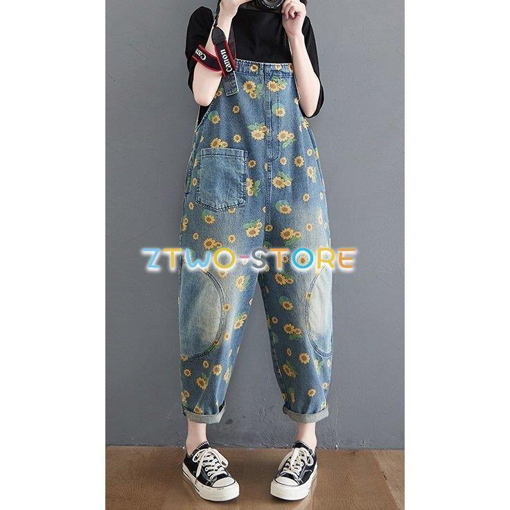 サロペット花柄 レディース デニム 大きいサイズ ワイドパンツ オールインワ 806ea46610f6c064e907bca03b9987