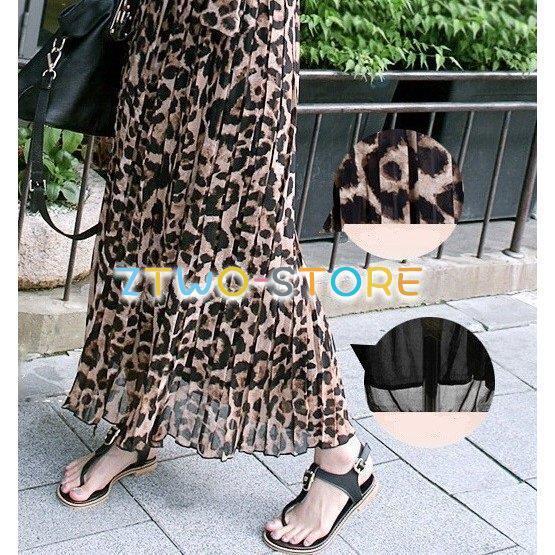 レディース スカート ロング丈 プリーツ レオパード ヒョウ柄 レディース スカート ロング丈 プリーツ レオパード ヒョウ柄