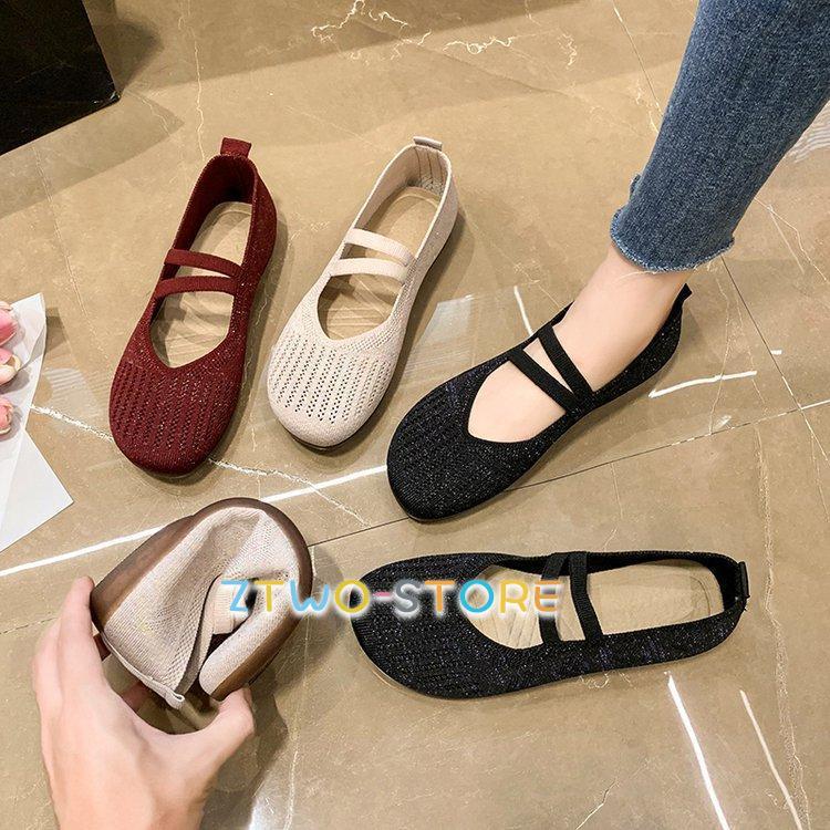 ストラップパンプス レディース メッシュパンプス 靴 ぺたんこ