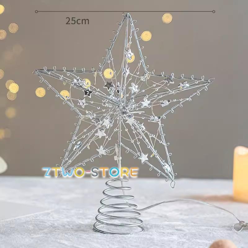 ツリートップ 五芒星 光 led クリスマス飾り 星 シルバー