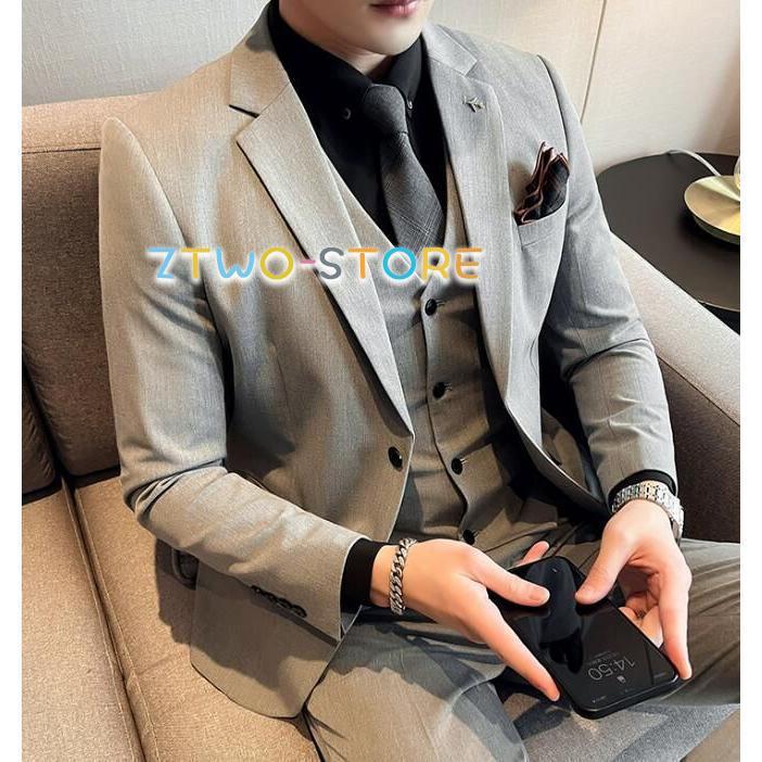 【新品】【Mサイズ】スリーピース スーツ メンズ タキシード パンツスーツ スーツ 春新作 10色選択可 スリーピース メンズ パンツスーツ