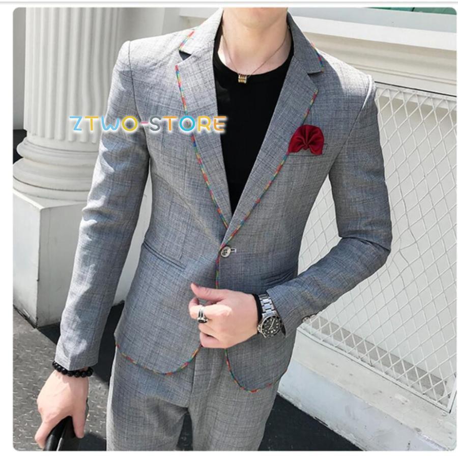 メンズスーツ 上下セットスーツ タキシードスーツ 1つボタンスーツ