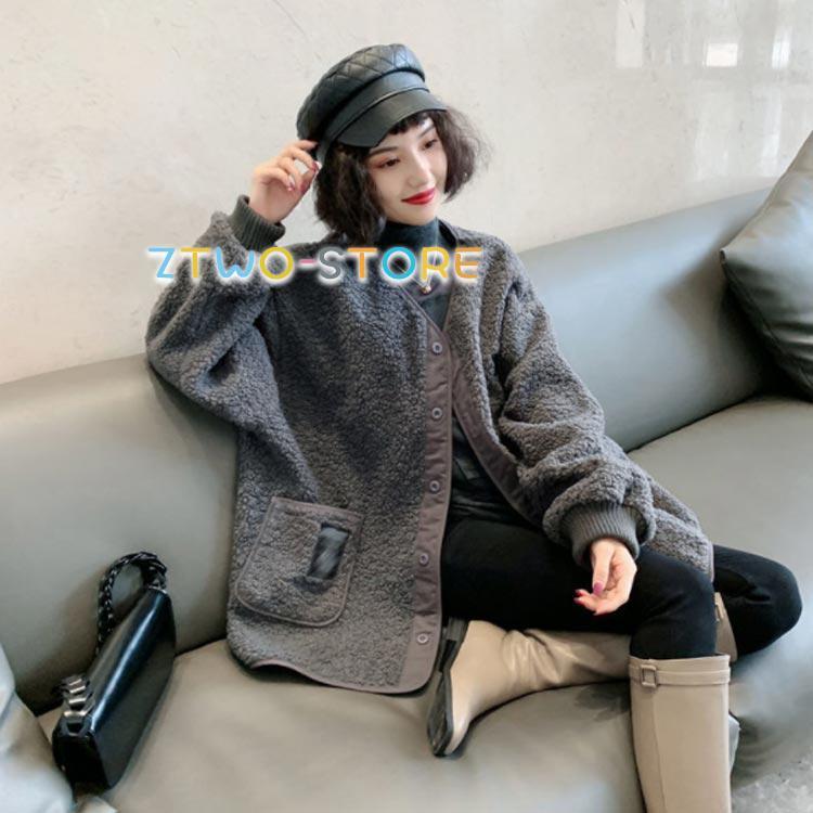 ボアジャケット レディース ブルゾン ノーカラー もこもこ アウター 秋