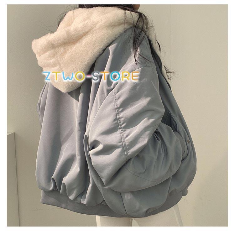 リバーシブル ボアブルゾン フリース ジャケット レディース フード