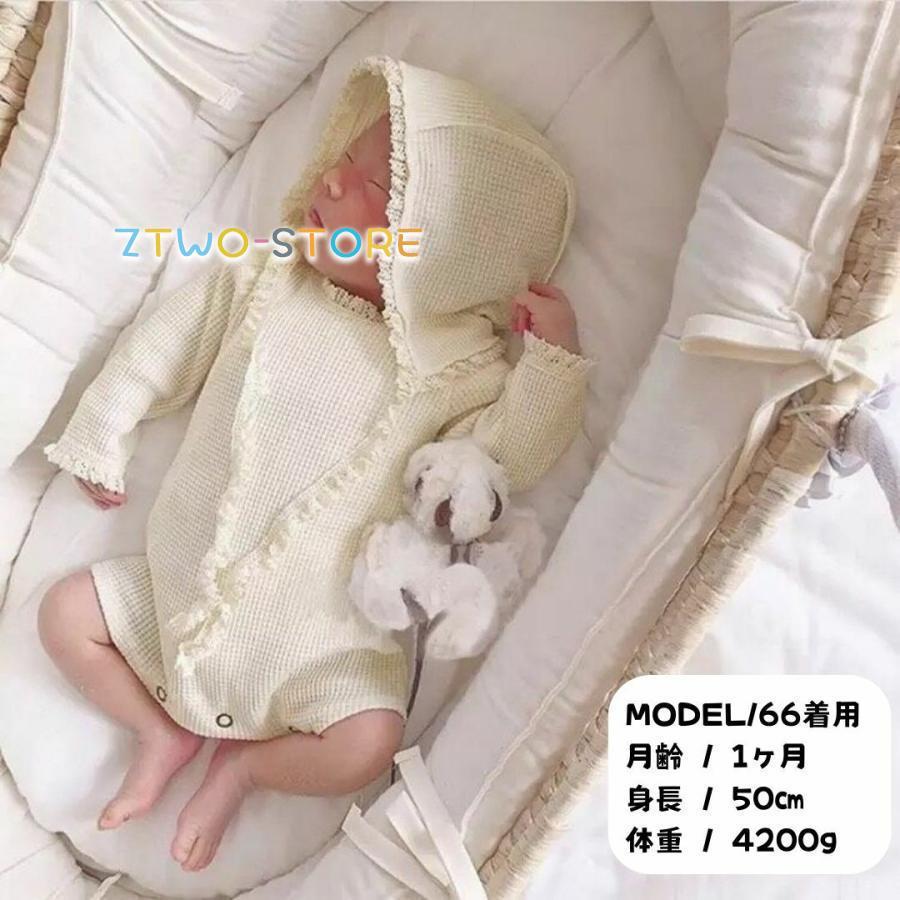 ワッフル ロンパース ボンネットセット ベビー服 ベビーロンパース