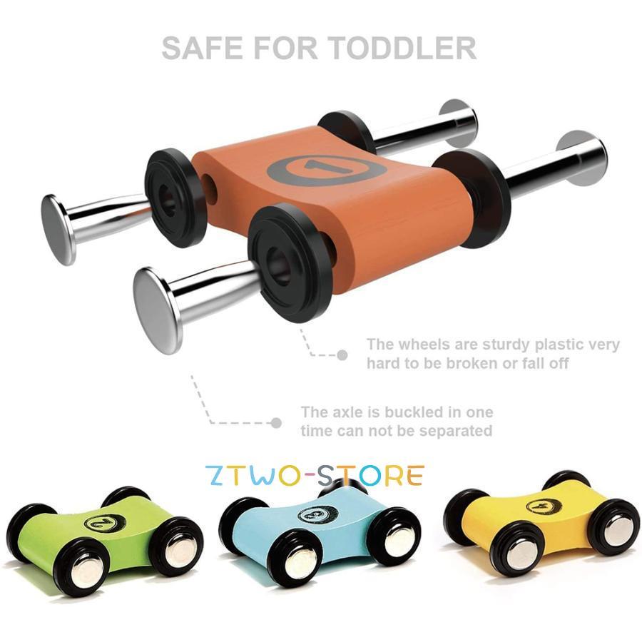 おもちゃ 木製 おままごと セット 4ミニ車、1 2歳の男の子と女の子のギフトのための幼児のおもちゃでトップ明るいレーストラックカーランプレーサーのおもちゃ｜ztwo-store｜05