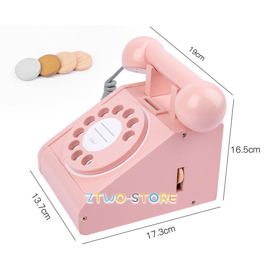 電話おもちゃふり道電話 木製 レトロ 回転式電話モデル 子供 携帯電話