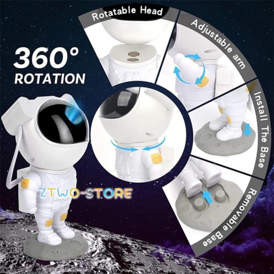 プロジェクター 宇宙飛行士 銀河 宇宙ライト ギャラクシー 星 スター プラネタリウム LED USB式 リモコン付き パーティー 机 光る 壁 クラブ バー デザイン｜ztwo-store｜02