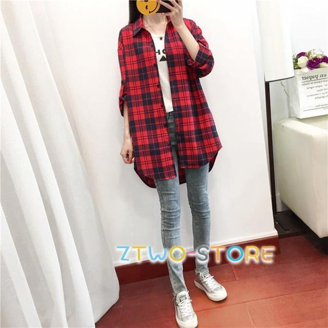 ロングシャツブラウス レディース 赤 チェック シャツ 黒 チュニック