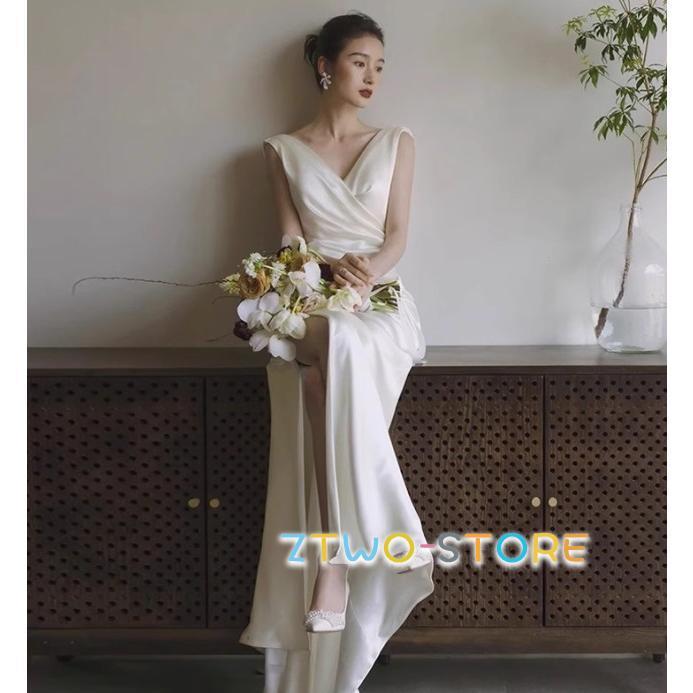 ウェディングドレス スレンダーライン 袖なし ノースリーブ