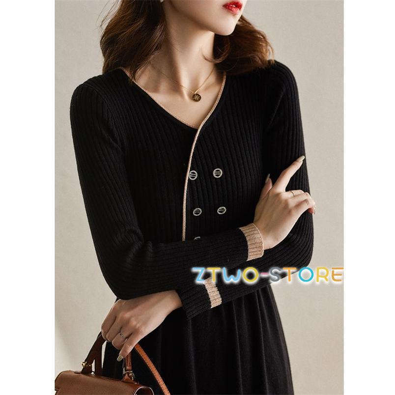 ニットワンピース チュニック ワンピース レディース ニット フレア A