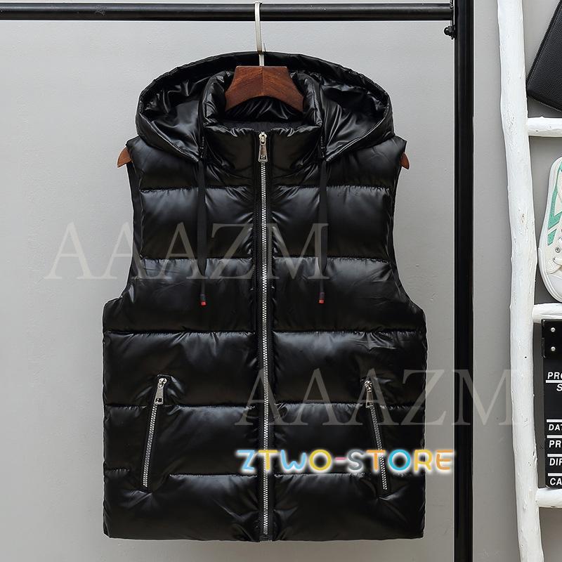 光沢黒ナイロンダウンベスト フード付き MENS】PTX LIGHT DOWN VEST パーテックスダウンベスト /1PIU1UGUALE3