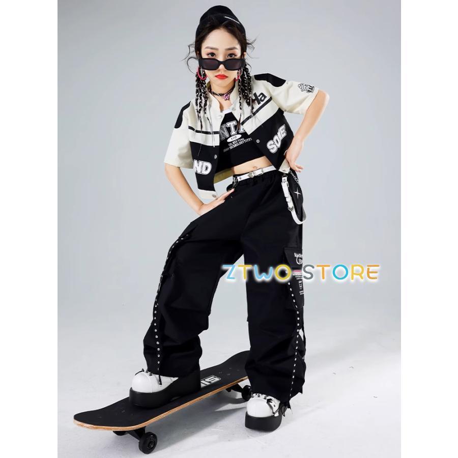 【新品】黒★ブラック！ベリーダンスフュージョン◼︎セットアップ ヒップホップ衣装 ダンス衣装 キッズ セットアップ K-POP 韓国
