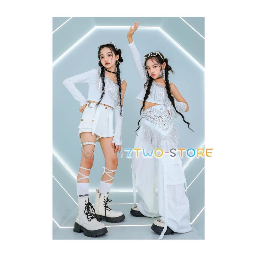 ダンス衣装 白 ガールズ ヒップホップ 衣装 K-POP 韓国 ジャズ