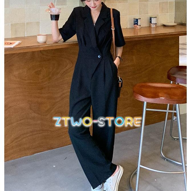 オールインワン ジャンプスーツ レディース 40代50代 夏 半袖 おしゃれ