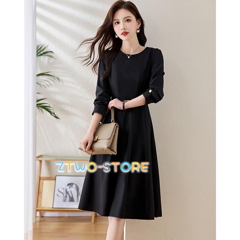 【美シルエット】ANAYI フレアワンピース ブラック 36 S ロングワンピ セール】 ハイカウントフラノフレア ワンピース （ロング・マキシ丈