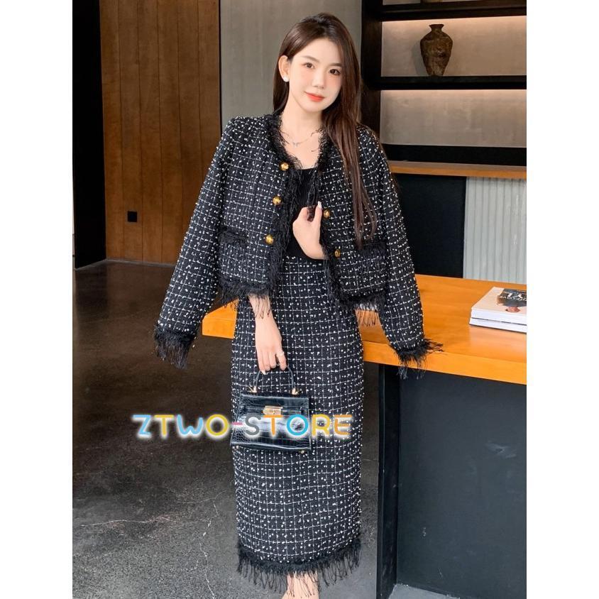 セットアップ スーツ レディース きれいめ ツイードスカート ノー
