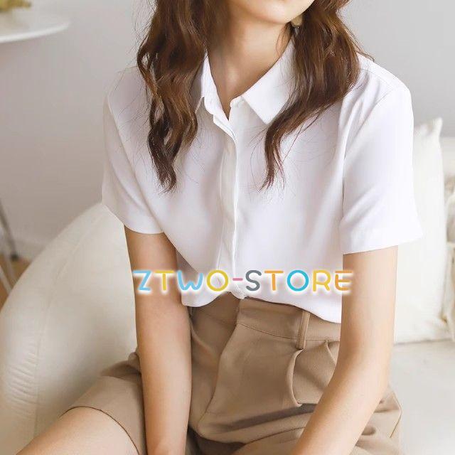 サテンブラウス 半袖 ブラウス オフィス 長袖 シャツブラウス