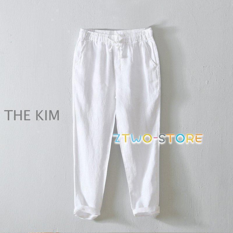 リネンパンツ 麻パンツ メンズ ロングパンツ 100%麻 無地 薄手 夏 通気