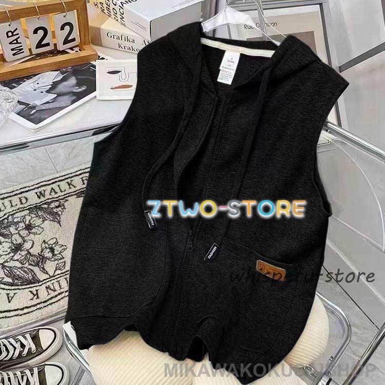 夏用 前開き パーカーベスト パーカー ジレ ベスト レディース