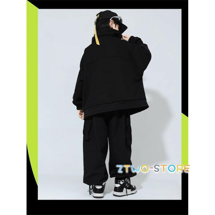 キッズダンス 黒 ブラック セットアップ パーカー ハイネック パンツ