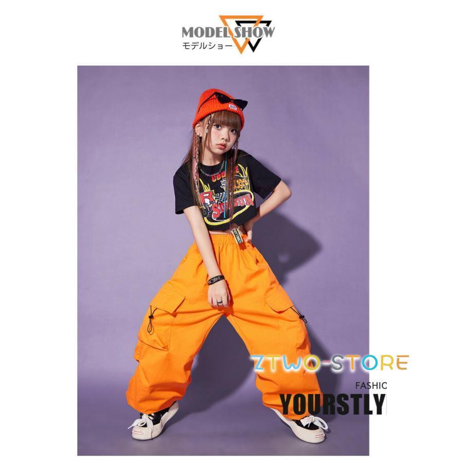 子供ダンス ダンス衣装 キッズ セットアップ Tシャツ ズボン 黒