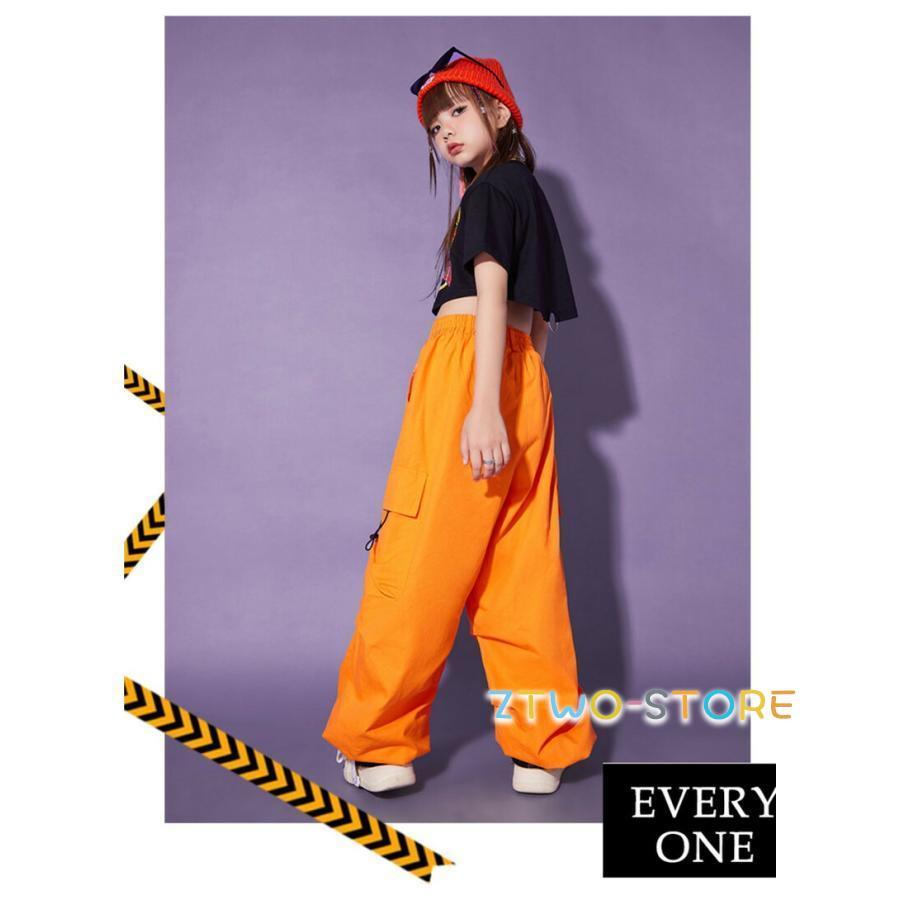 子供ダンス ダンス衣装 キッズ セットアップ Tシャツ ズボン 黒