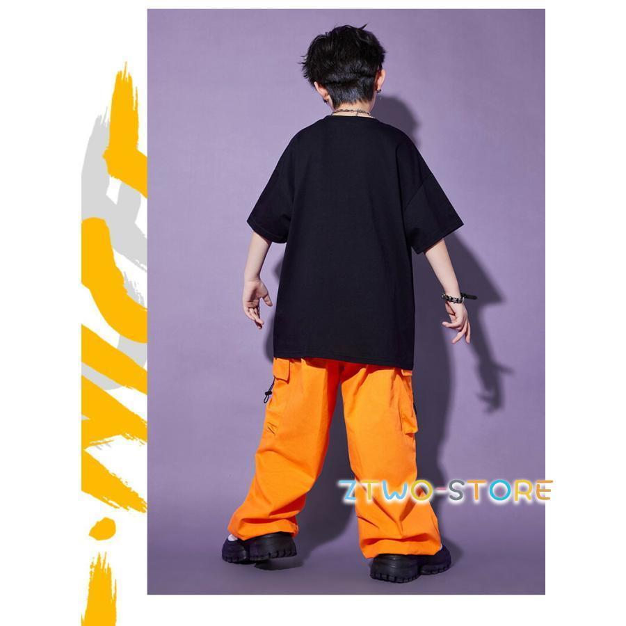 子供ダンス ダンス衣装 キッズ セットアップ Tシャツ ズボン 黒