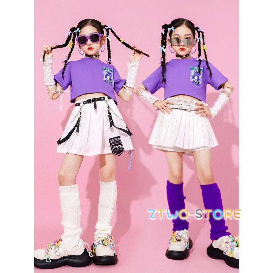 キッズダンス 衣装 チェック 紫 イベント服 遊戯会 子供服 可愛い