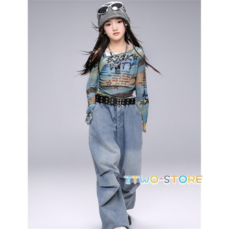 デニム服 チアダンス ダンス衣装 キッズダンス衣装 女の子