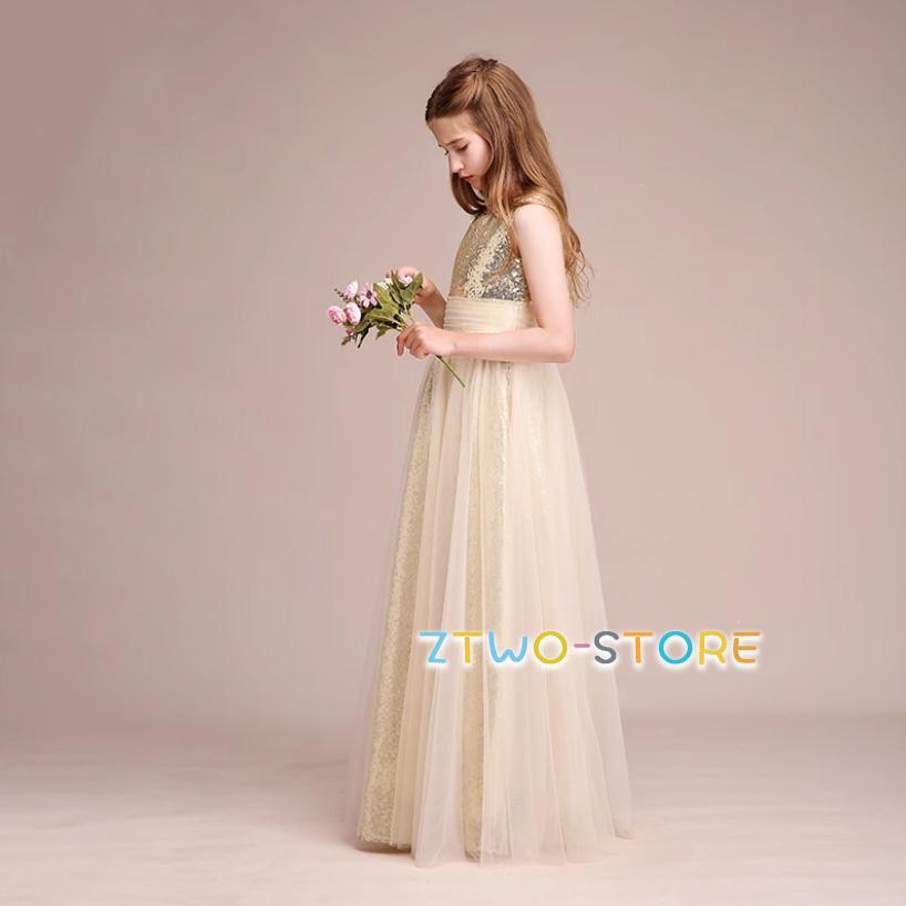 子供ドレス 発表会ドレス 豪華ドレス フォーマル  ロング ジュニア  女の子 ピアノ発表会 七五三 結婚式  女の子ドレス 子どもドレス 子供ワンピースの画像