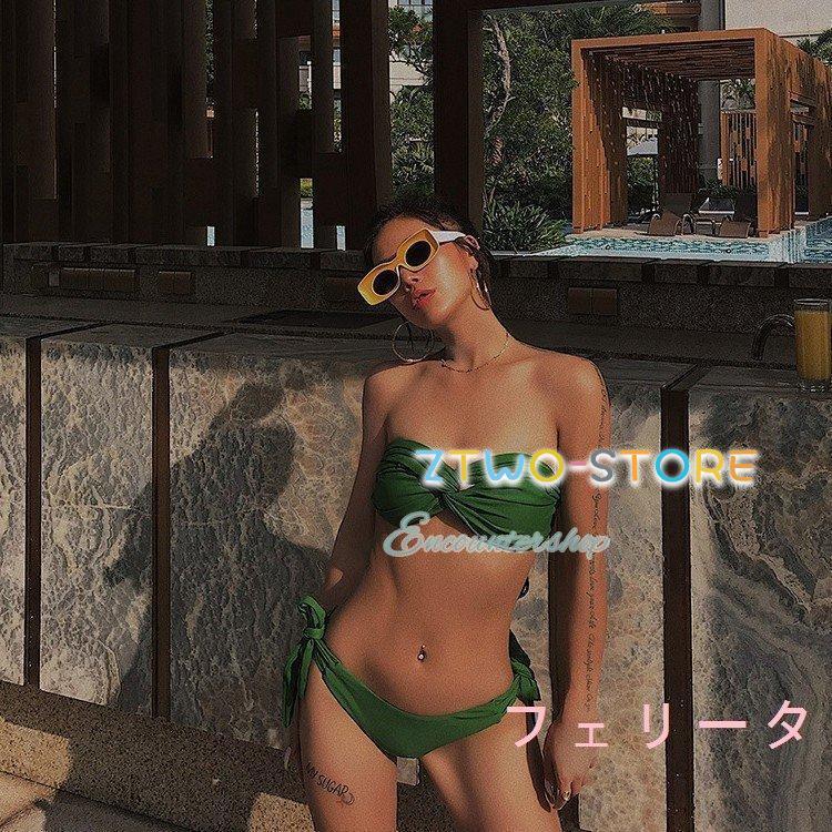 ビキニ レディース バンドゥ 水着 バンドゥビキニ ベアトップ クロス