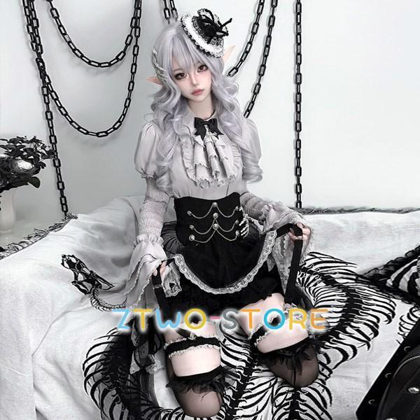 ロリータ コスチューム ブラウス スカート パンツ スケルトン風 レトロ