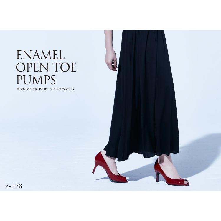 25cmのみ エナメルオープントゥパンプス PUMPS ブラック BLACK