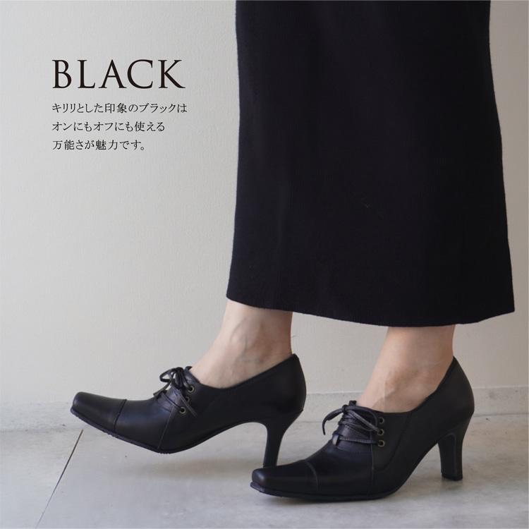 スクエアトゥレースアップパンプス PUMPS ブラウン・ブラック・黒