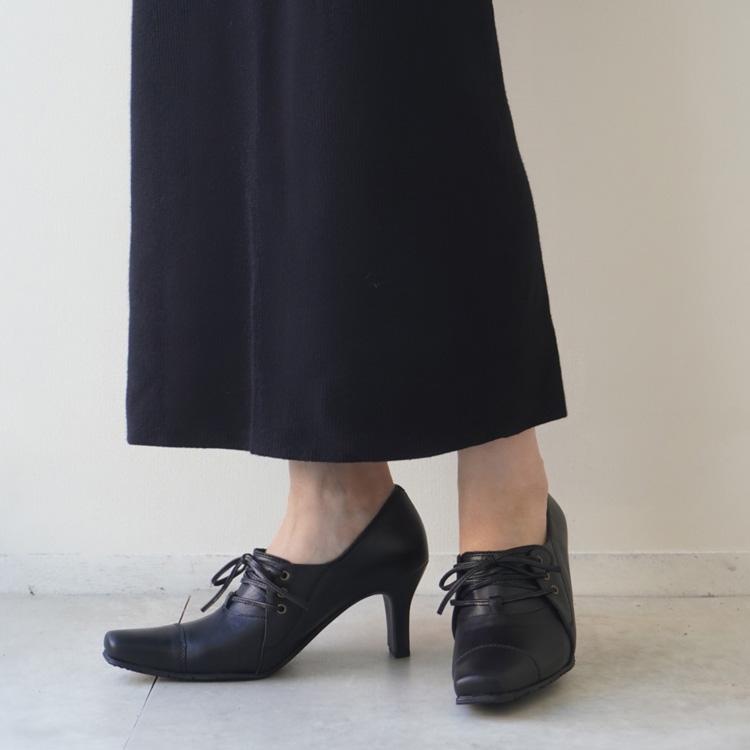 スクエアトゥレースアップパンプス PUMPS ブラウン・ブラック スクエアトゥレースアップパンプス PUMPS ブラウン・ブラック