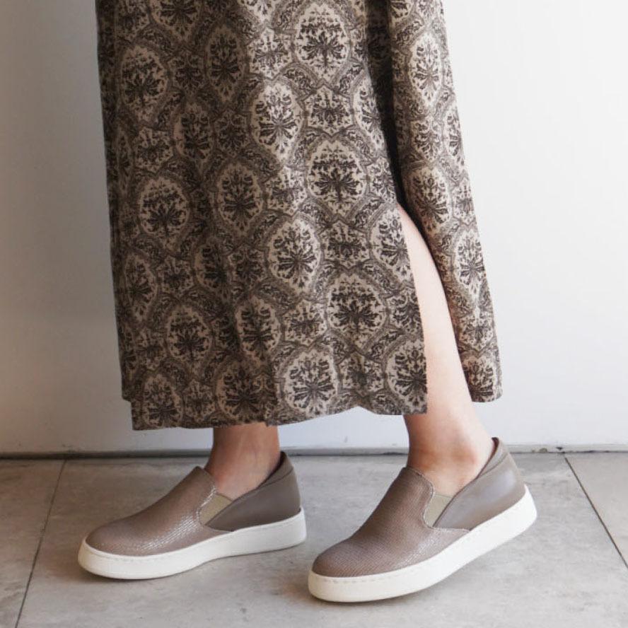 日本製 本革 メタリックコンビ レザースリッポン ベージュ