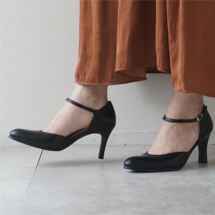セパレートパンプス ストラップ ブラック・黒・BLACK 8cmヒール セパレートパンプス ストラップ ブラック・黒・BLACK 8cmヒール