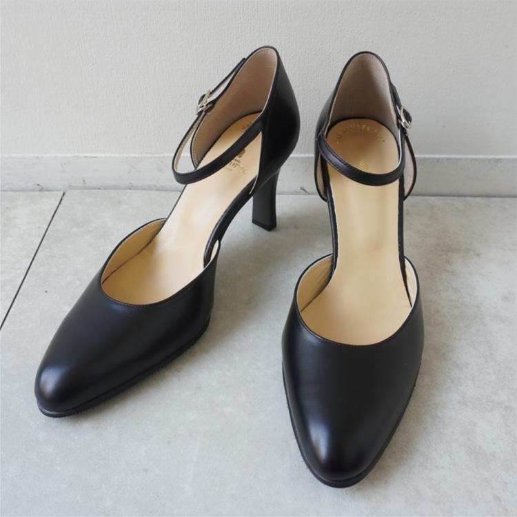 セパレートパンプス ストラップ ブラック・黒・BLACK 8cmヒール セパレートパンプス ストラップ ブラック・黒・BLACK 8cmヒール