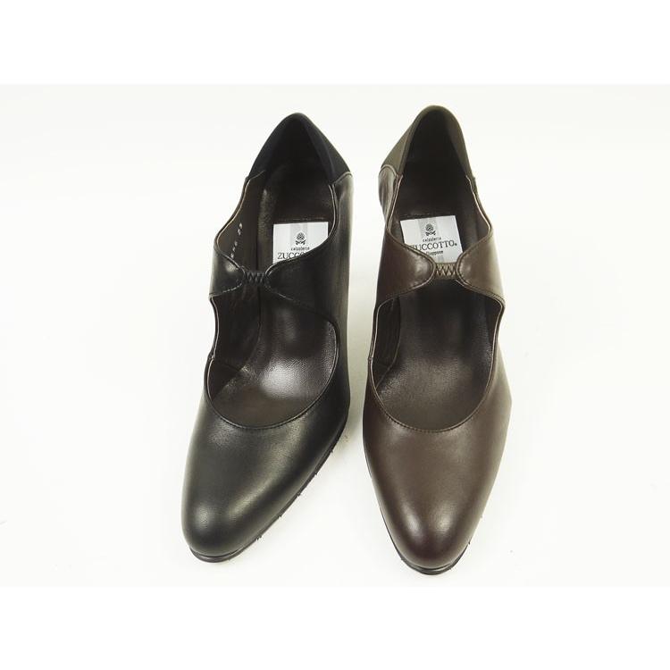 ストレッチパンプス　ブラック　ダークブラウン　茶　黒　 BLACK PUMPS ヒール 8cm　日本製　本革　21.5-25.5｜zuccotto｜11