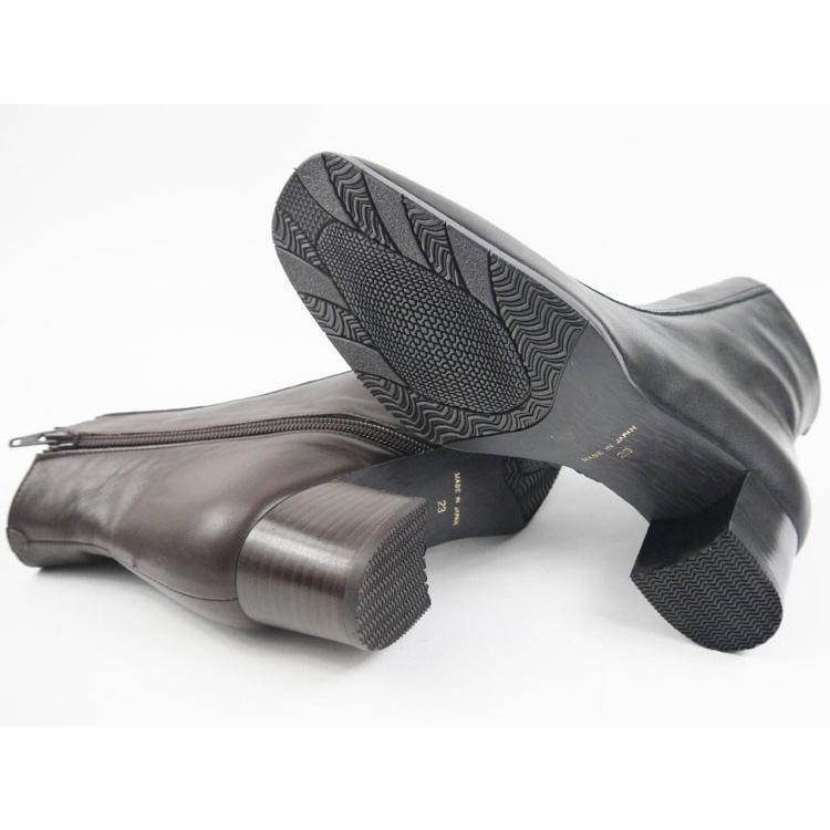 日本製 本革 スクエアトゥ ショートブーツ 黒・ダークブラウン