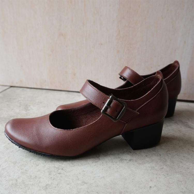 ストラップシューズ 黒・ブラック・レッドブラウン パンプス