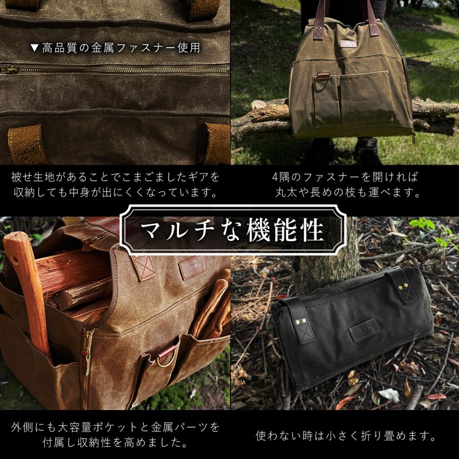 ZUKK 公式 薪バッグ キャンプ 焚き火 本革 極厚帆布 容量50L 高 ZUKK 公式 薪バッグ キャンプ 焚き火 本革 極厚帆布 容量50L 高