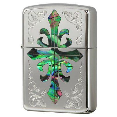 zippo ジッポ  アーマー ジッポーライター 貝貼り クロス 162KB-CRSP アウトドア 喫煙具 タバコ たばこ キャンプ 貝貼りシリーズ クロス 貝象嵌加工 両面加工｜zumi｜02