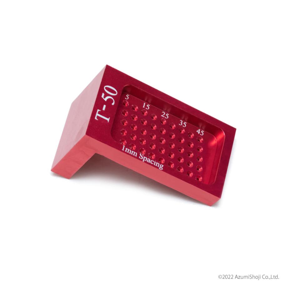 T型スコヤ T-50 赤 定規 マーキング ケガキゲージ ミリ間隔 穴 DIY