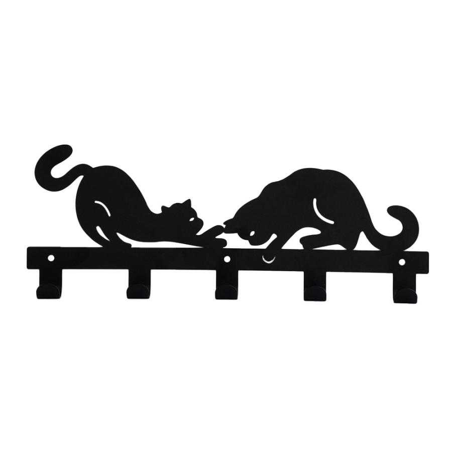 ウォールハンガー 猫デザイン 5連フック 壁掛け収納 キーフック 壁掛け