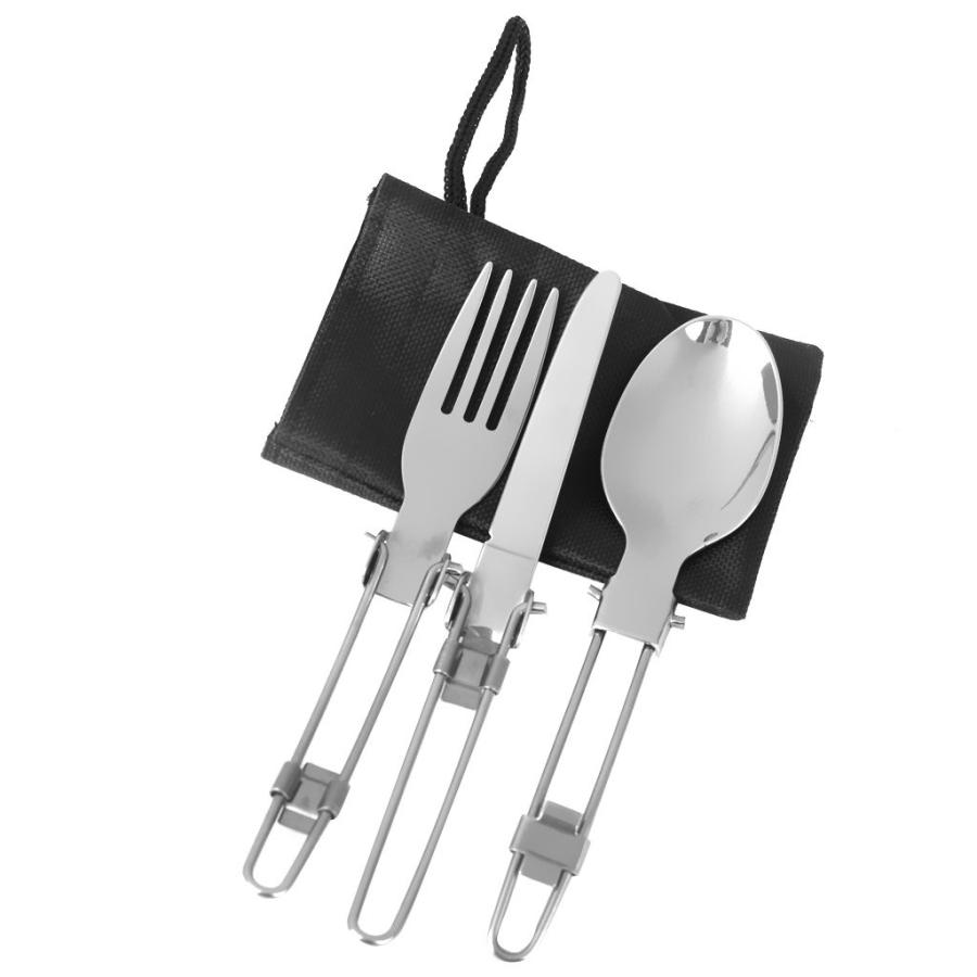 折りたたみカトラリーセット 3点セット アウトドア キャンプ ハイキング ピクニック 折り畳み式 フォーク スプーン ナイフ 食器 ポータブル